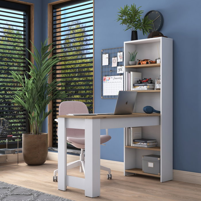 Hanah Home HA106 - 2493 Escritorio de Estudio Blanco y Nogal Hanah Home HA106 - 2493 Escritorio de Estudio Blanco y Nogal